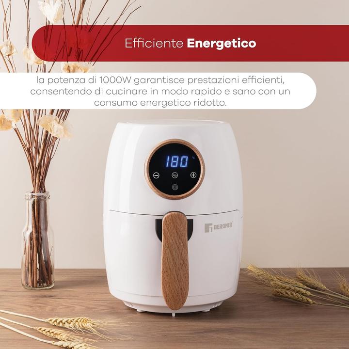 Produktbild Bergner Heissluft-Fritteuse 1000W Antihaftbeschichtung, mit Display, Cool-Touch-Gehäuse, Überhitzu