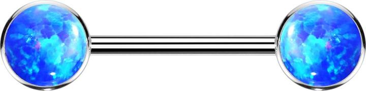 Produktbild Star Piercing Threadless Barbell silber Scheibe front mit Opal blau (Titan G23, ohne Messing)