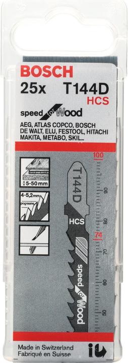 Produktbild Bosch Professional Zubehör Stichsägeblatt T 144 D Speed for Wood, 25er-Pack