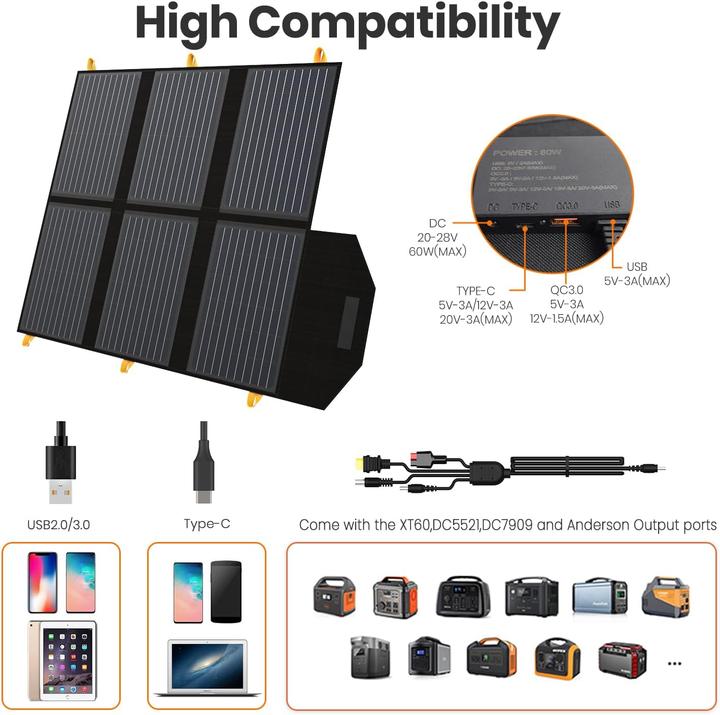Produktbild FlexSolar Faltbares Solarpanel (60 W, 2.90 kg)