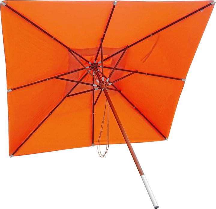 Produktbild Swisshandel24 Gastronomie Holz-Sonnenschirm, Gartenschirm, Polyester/Holz 14kg, eckig 3x3m Seilzug stosssicher - t (3 m)