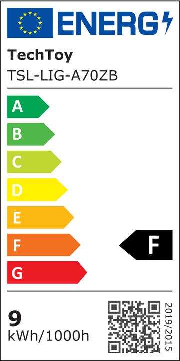 Label énergétique Tesla TSLIGA70 (E27, 11 W, 1050 lm, 1 x, F)