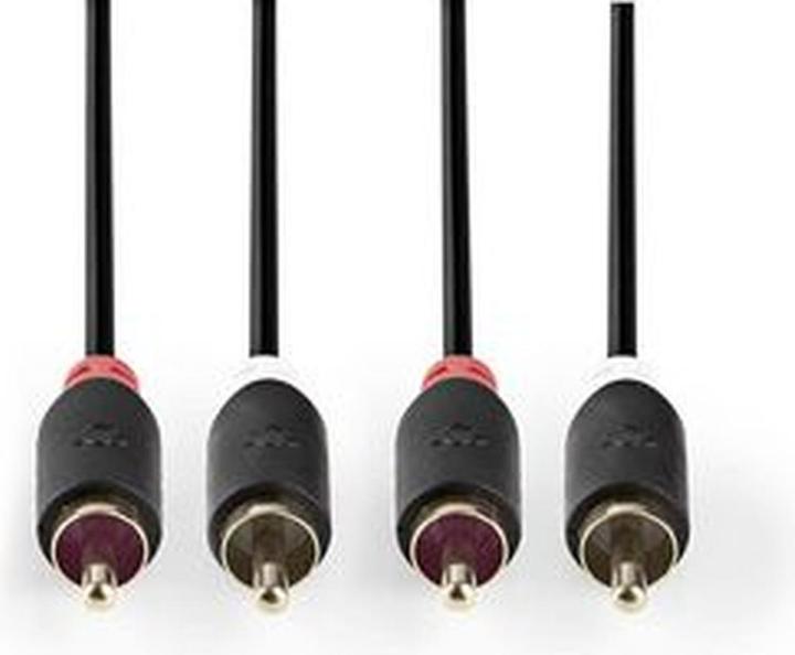 Produktbild Nedis Stereo-Audiokabel | 2x RCA Stecker | 2x RCA Stecker | Vergoldet | 1.00 m | rund | Anthrazit | (1 m)