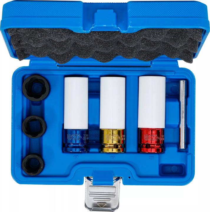 Actual product image BGS Power socket and spiral profile socket spanner set | Drive square socket 12.5 mm (1/2") | (12.5 mm)