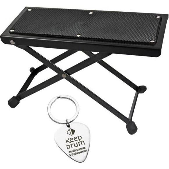 keepdrum GS014 Fussbank für Gitarre mit Plektrum Anhänger (Instrumenten Fussbank), Zubehör Instrumente, Schwarz