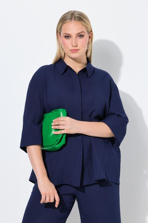 Immagine prodotto Ulla Popken Camicia con viscosa, collo da camicia e maniche a 3/4 (60)