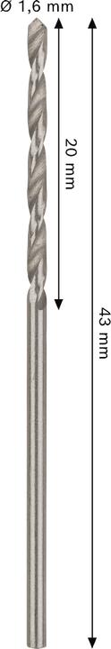 Image du produit Bosch Professional Zubehör Foret hélicoïdal PRO Metal HSS-G, 1,6 x 20 x 43 mm (1,6 mm)