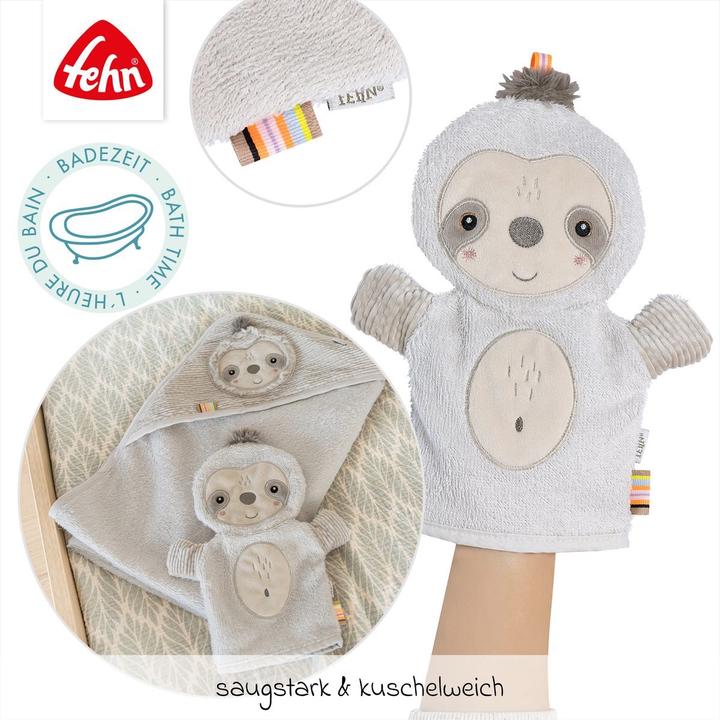 Produktbild Fehn Baby-Waschhandschuh Faultier, Material: Polyester, Frottee