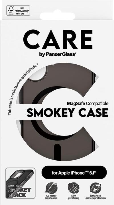 Actual product image PanzerGlass CARE Flagship Case Smokey w. Black MagSafe iPhone '24 6.1" (Apple iPhone 16)