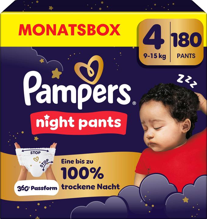 Pampers Baby-Dry Night Pants (Taille 4, Pack mensuel, 180 pcs)