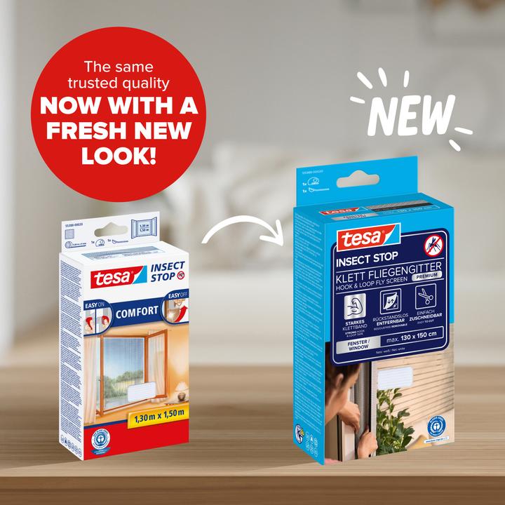 Actual product image tesa Insect screen COMFORT for windows, with Velcro tape, self-adhesive, without drilling (130 x 150 cm)