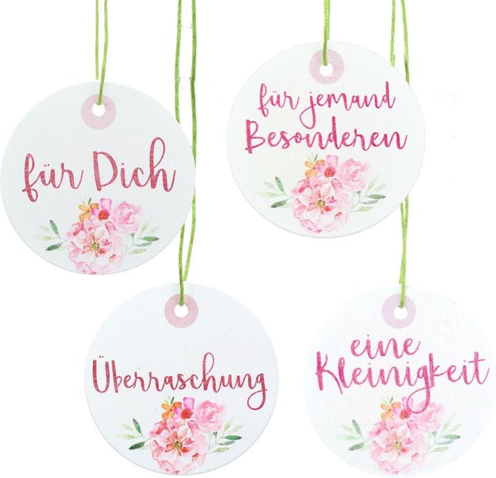 Actual product image Viana Runde Geschenkanhänger mit Sprüchen und floralem Druck 12 Stück (12x)