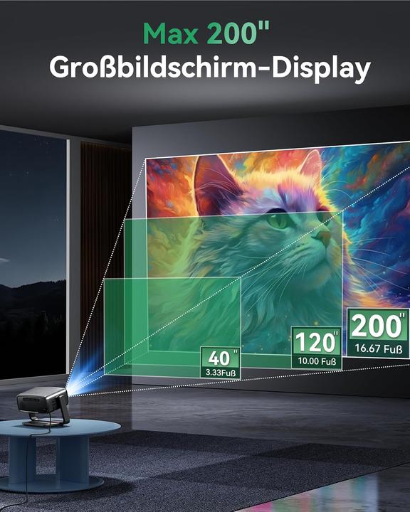 Actual product image Aubor Mentech 4K Projektor mit WLAN und Bluetooth, 1080P Full HD (Full HD, 1200 lm)