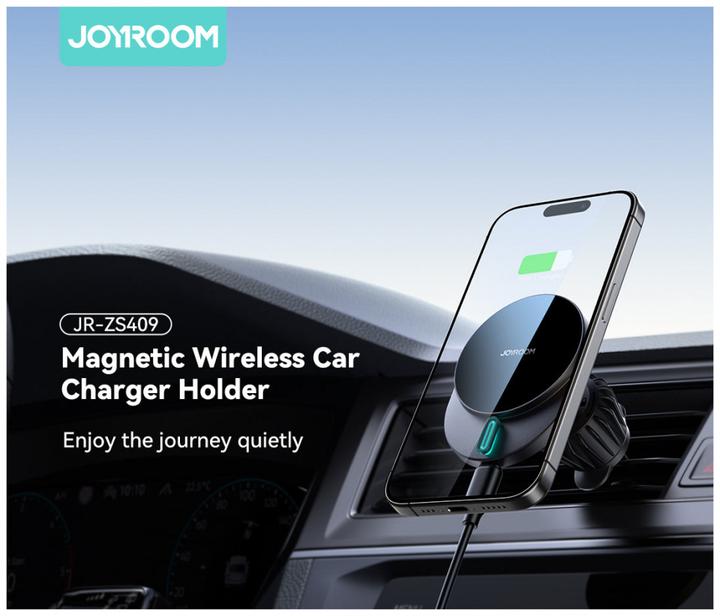 Produktbild Joyroom JR-ZS409 magnetic holder with 15W inductive charger for car air vent - black