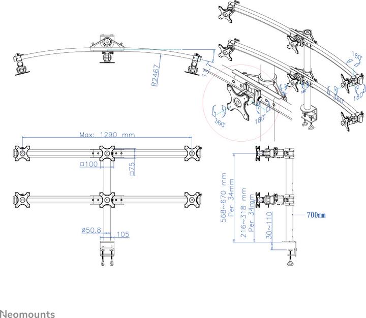 Produktbild Neomounts Tv-Gerät-Zubehör, Schreibtischhalterung Schwarz (Tisch, 27", 8 kg)