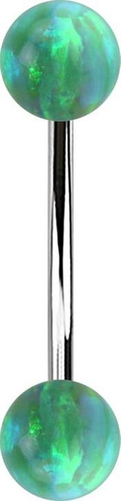Immagine prodotto Star Piercing Micro banana argento con due sfere verde opale (senza ottone, Acciaio chirurgico 316L)