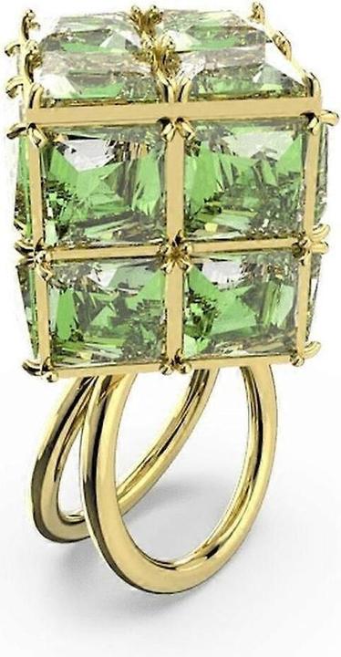 Swarovski Curiosa Cocktail Ring Cushion Cut Green Gold (50)