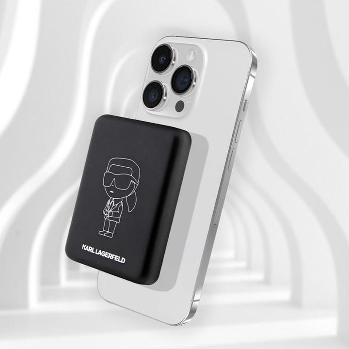 Actual product image Karl Lagerfeld Powerbank indukcyjny KLPBM5KIOTTGK 5000mAh czarny/black NFT Outline Ikonik MagSafe (5000 mAh, 15 W)