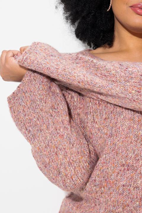 Produktbild Ulla Popken Pullover, melierter Feinstrick, V-Ausschnitt, Langarm (58)