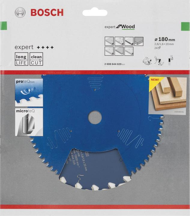 Produktbild Bosch Professional Zubehör Kreissägeblatt Expert for Wood, 180 x 20 x 2,6 mm, 24
