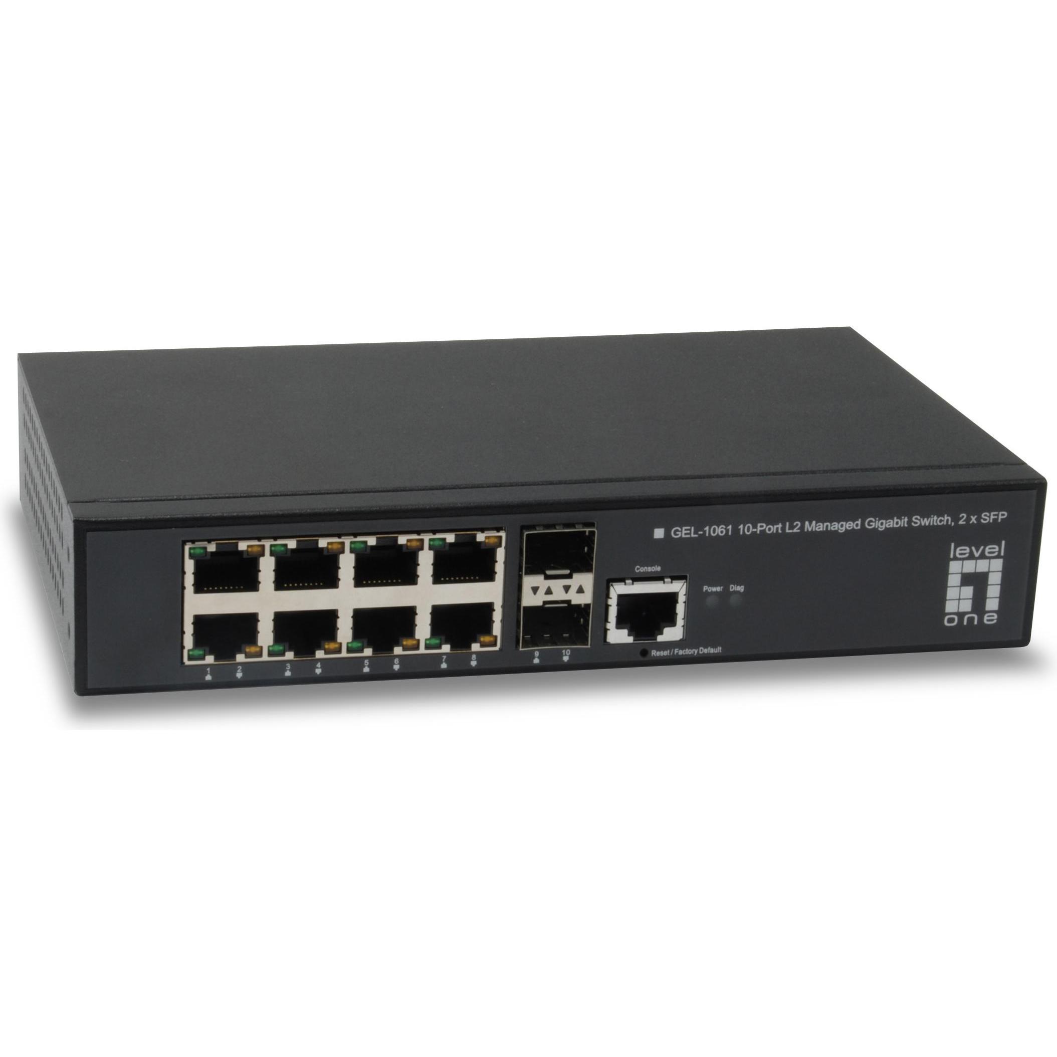 LevelOne GEL-1061 (10 Ports), Netzwerk Switch, Schwarz