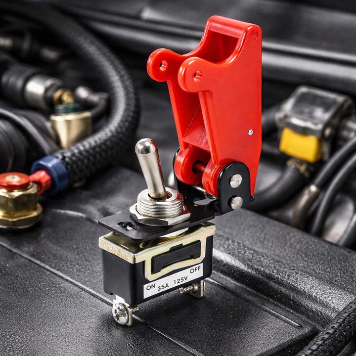 Produktbild Wiltec Kill Switch ON-OFF Notausschalter 12V 35A Kippschalter rote Kappe