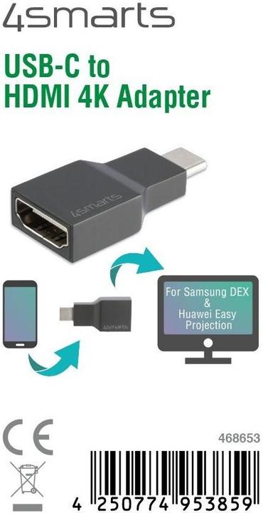 Produktbild 4smarts USB Typ C — HDMI (Typ A) (HDMI, USB Typ-C, 3.70 cm)