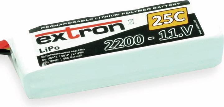 Produktbild Extron Modellbau LiPo Pack Extron X2 2200 mAh 11,1V 25C (XT60) (2200 mAh, 11.10 V)
