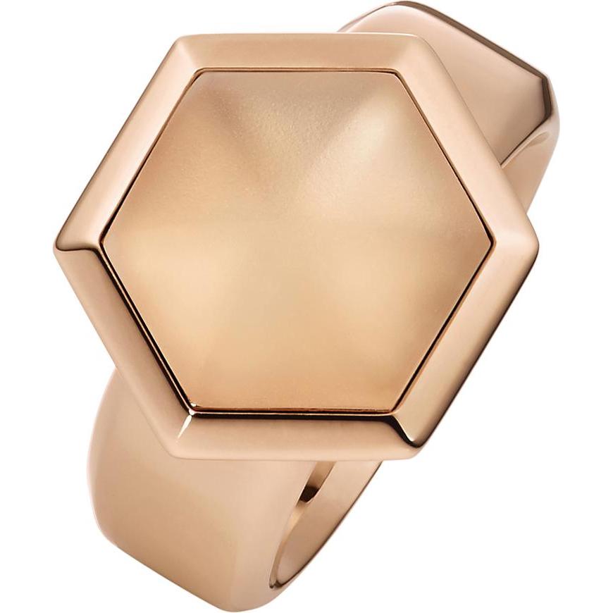 Xen, Ring, Ring mit Bergkristall matt - rosè vergoldet, (54)
