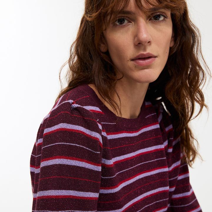 Immagine prodotto La Redoute Collections Gestreifter Pullover mit Rundhalsausschnitt aus feiner Maschenware mit Glanzgarn (XS)