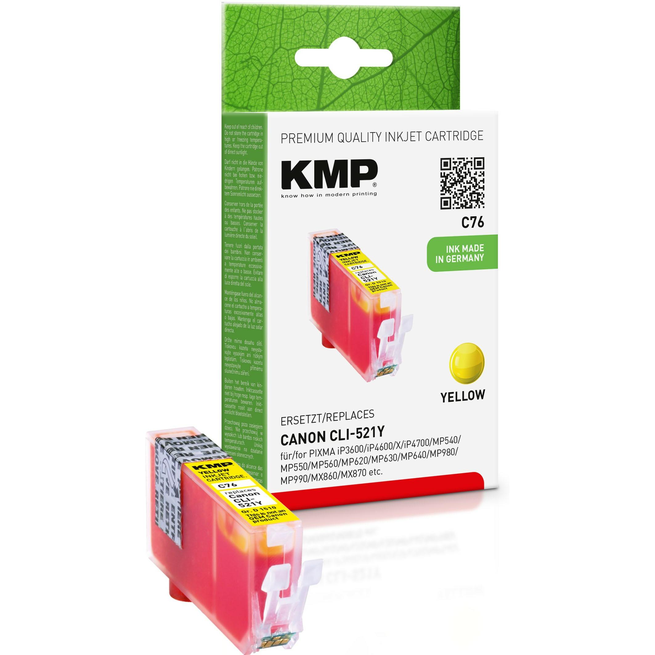 KMP, Druckerpatrone, Tinte ersetzt CLI521Y (Y)