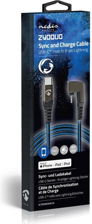 Produktbild Nedis USB-Kabel - Apple Lightning 8-Pin - USB-Typ-C ™ Stecker - Vernickelt - 1.00 m - rund - Gefloch (1 m, USB 2.0, 60 W)