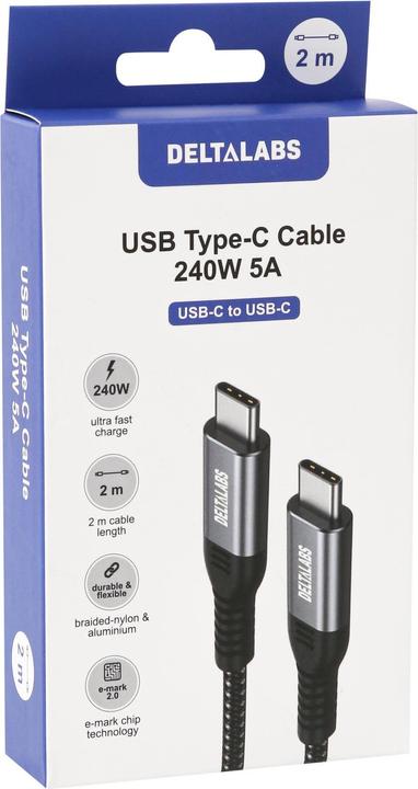 Image du produit Deltalabs Câble USB-C 240W 5A (2 m, USB 2.0)
