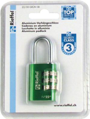 Actual product image Rieffel Aluminium combination lock 22/30 GREEN SB