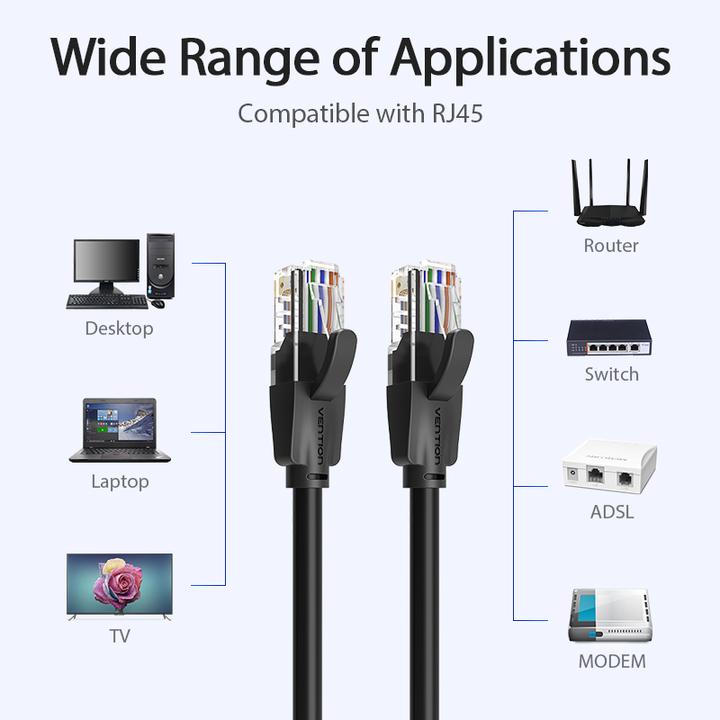 Actual product image Vention Cat.6 UTP Patch Cable, black, 5m (U/UTP, CAT6, 5 m)
