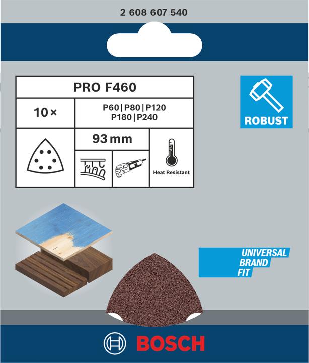 Produktbild Bosch Zubehör PRO F460 Schleifblatt, 93 x 93 mm, G60, G80, G120, G180, G240, 5-tlg. (60, 80, 100, 120, 180)