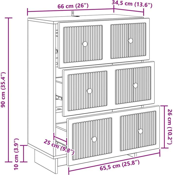 Produktbild vidaXL Schubladenschrank Lagerung (34.50 x 66 x 90 cm)