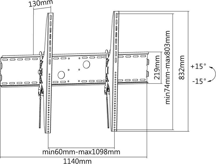 Image du produit Reflecta 23092 - 152,4 cm (60 pouces) - 2,54 m (100 pouces) - 100 kg - 200 x 200 mm - -15 - 1 (Mur, 100", 100 kg)