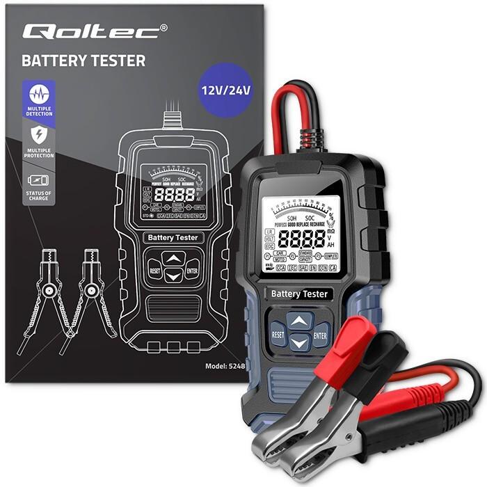 Produktbild Qoltec Digitaler Batterietester mit LCD-Display | 12V | 24V | 3Ah-400Ah