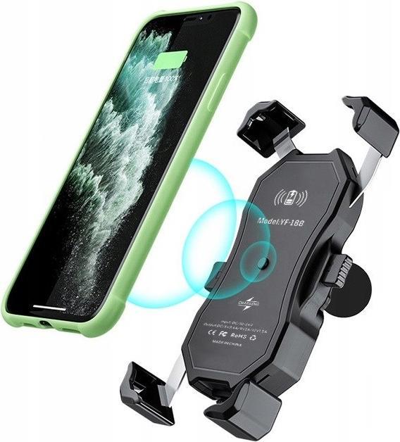 Produktbild FreedConn Motorrad-Telefonhalter Mc1w Mit Induktivem Ladegerät + Bm2r Steuerrohrbefestigung