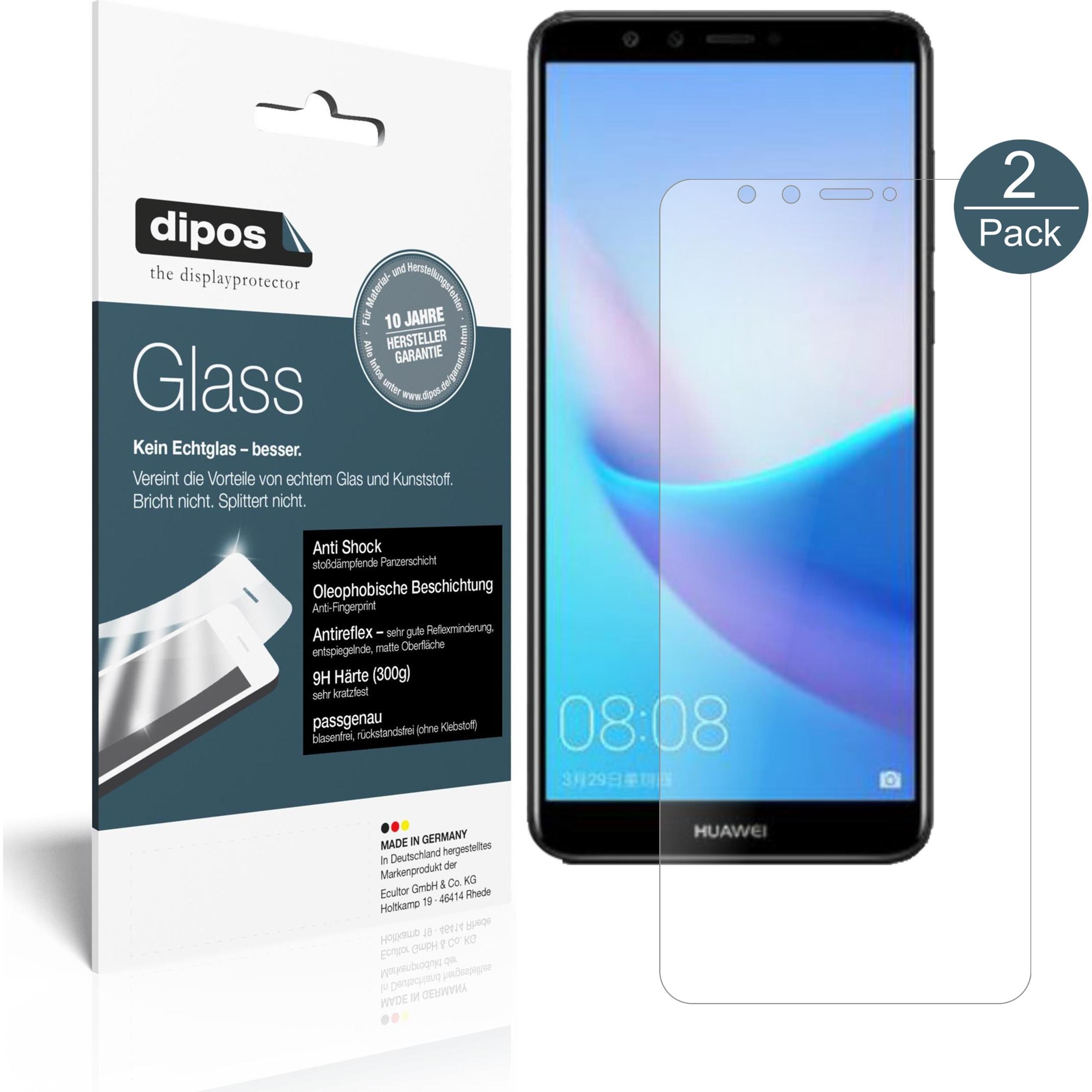 Dipos Displayschutz Anti-Shock (2 Stück, Huawei Enjoy 8e), Smartphone Schutzfolie, Transparent
