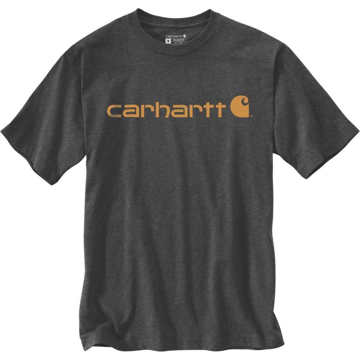 Carhartt, Top da lavoro, Maglietta Heavy Core Logo Carbon (L, M)