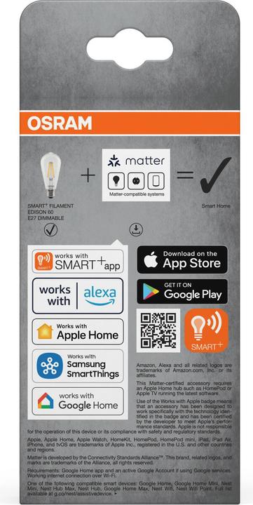 Image du produit Osram SMART+ MATTER FILAMENT CLASSIC shapes DIMMABLE 6W 827 FILAMENT DIM E27 (E27, 806 lm, 4x)