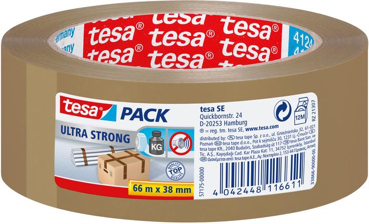 tesa tesapack ULTRA STRONG Parcel Tape - Nastro da imballaggio in PVC per imballaggi stretti e pacchi (38 mm)