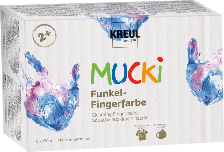 Kreul MUCKI Finger Paints Set (Silver, Blue, Emerald green, Rose, Gold, Lilac, 900 ml)