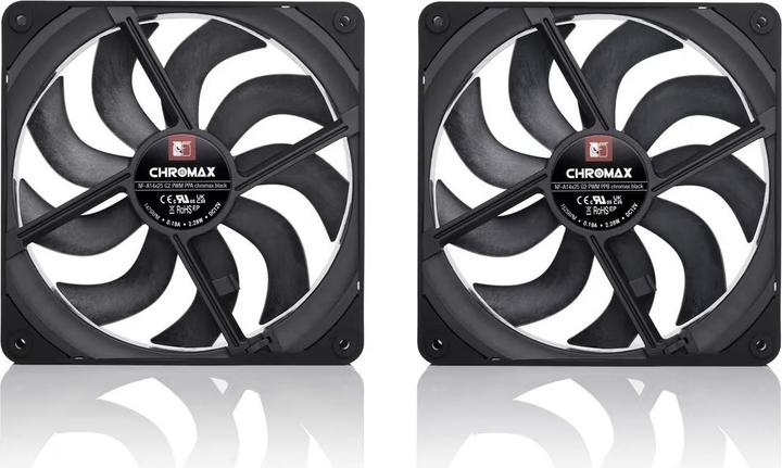 Productafbeelding Noctua NF-A14x25 G2 PWM Sx2-PP chromax.black Gehuselfter 140 mm (2 Stck) (140 mm, 2 x)