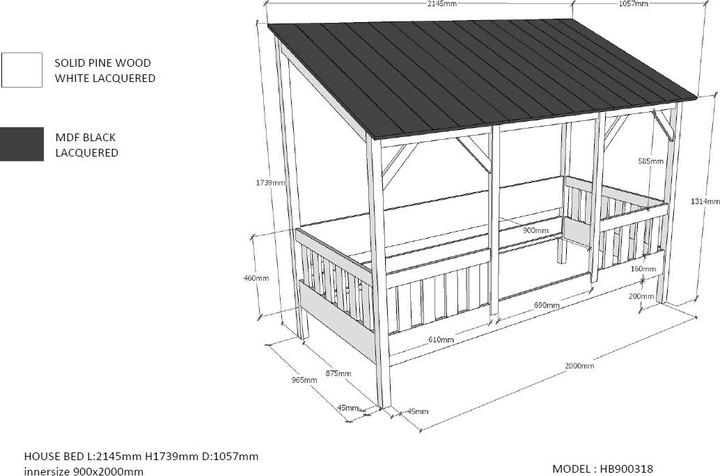 Immagine prodotto Vipack Letto di casa con tetto (90 x 200 cm)