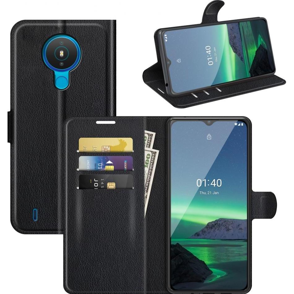 Screenguard Nokia 1.4 Leather Guard Lederhülle (Nokia 1.4), Smartphone Hülle, Schwarz