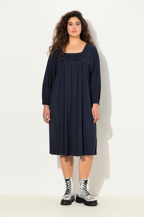 Produktbild Ulla Popken Tunika-Kleid, Ziersteine, Carree-Ausschnitt, Langarm (50, 52)