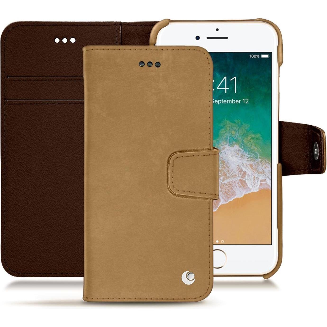 Noreve Lederschutzhülle Wallet (Apple iPhone 7), Smartphone Hülle, Braun